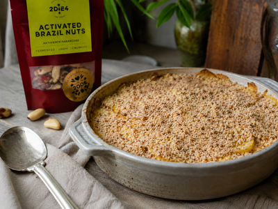 Kartoffelgratin mit Hafersahne und geraspelten Paranüssen