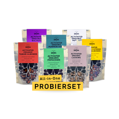 2DiE4 All-in-One Probierset: sieben Sorten aktivierte Bio-Nüsse à 100 g
