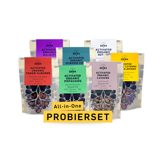 2DiE4 All-in-One Probierset: sieben Sorten aktivierte Bio-Nüsse à 100 g